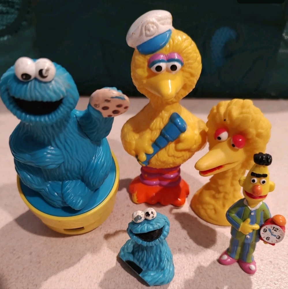 Vintage1986Well lovedMuppetsSesame Street Lot 5two Big BirdFinger puppet
